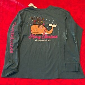 Vineyard Vines Reindeer  Merry Christmas Pocket T Long Sleeve size XXL NWT